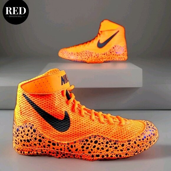 Nike Paris Inflict Wrestling Shoes Safari Pack Orange Black - Men's Size 8.5